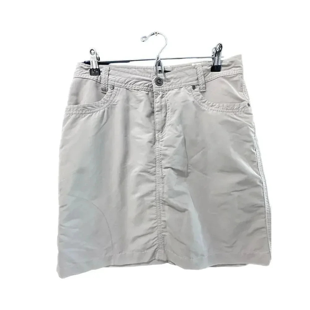 Kuhl Mountain Culture Women's White Button Front Denim Skirt Size 6